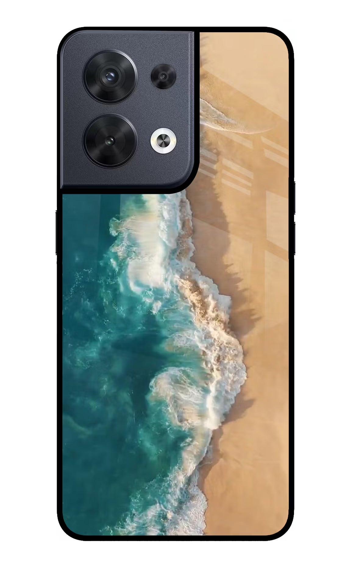 Ocean Beach Oppo Reno8 Glass Case Back Cover by Casekaro