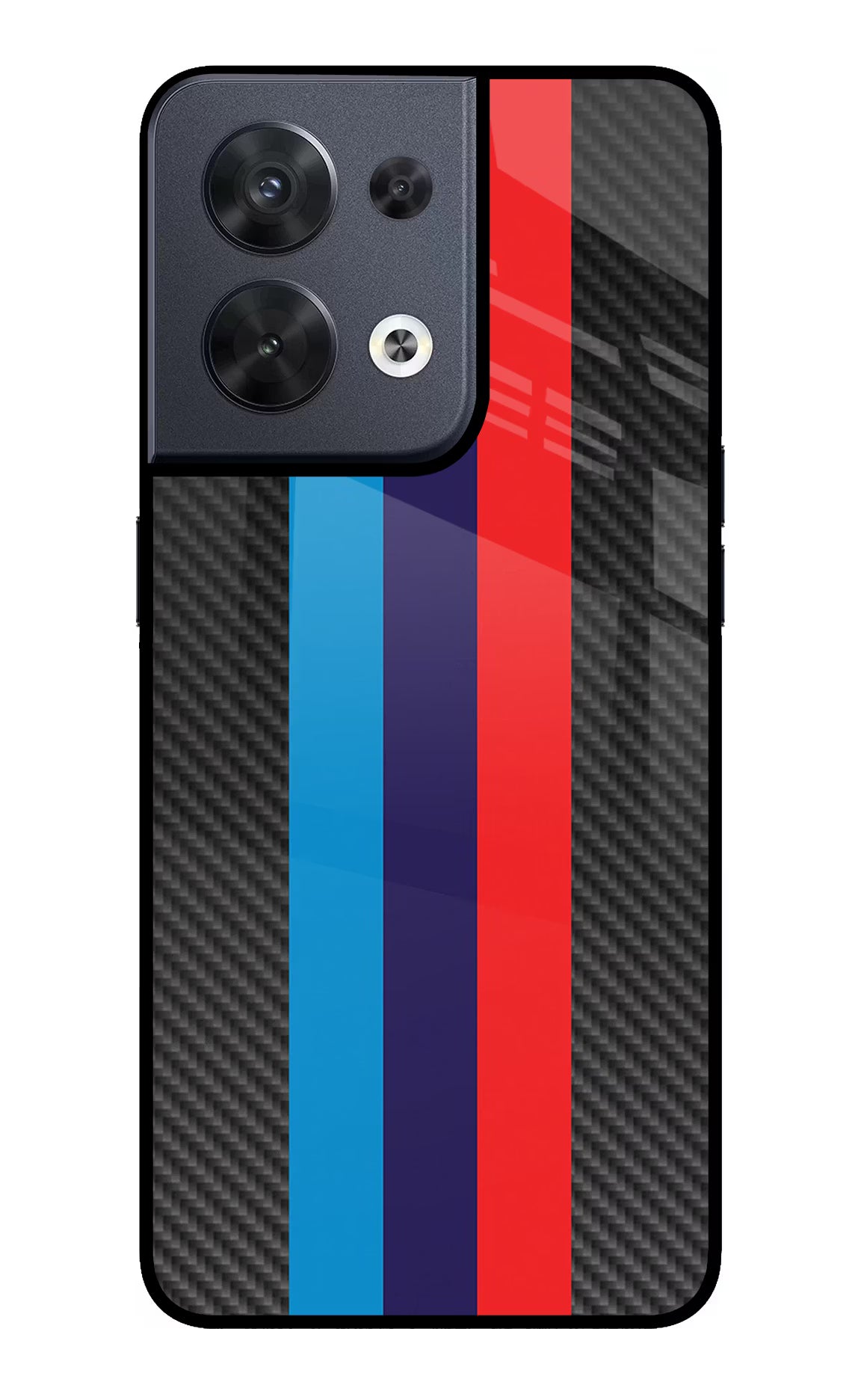 BMW Stripes Pattern Oppo Reno8 Glass Case Back Cover by Casekaro