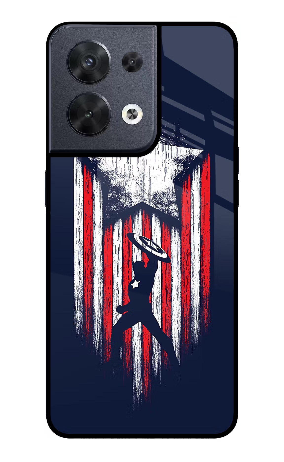 Captain America Marvel Art Oppo Reno8 Glass Case Back Cover by Casekaro
