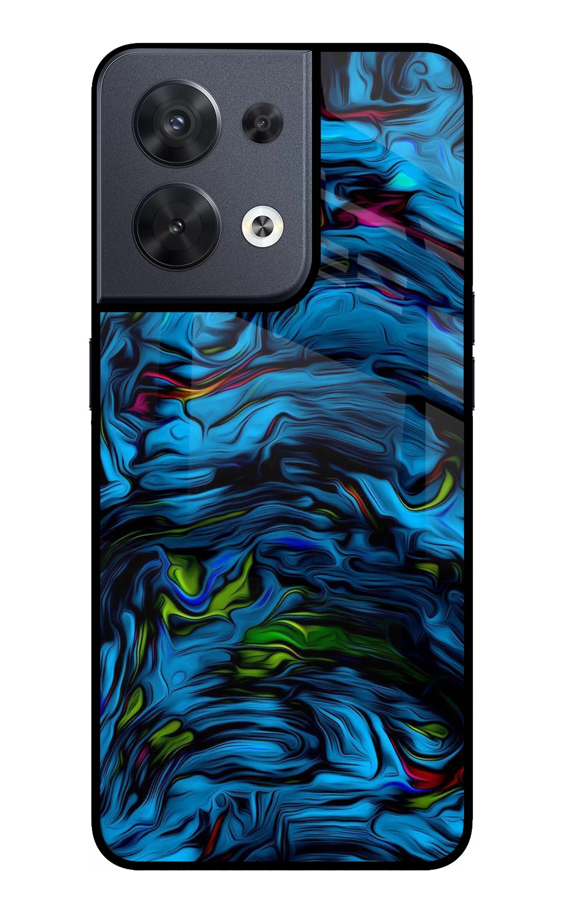 Dark Blue Abstract Oppo Reno8 Glass Case