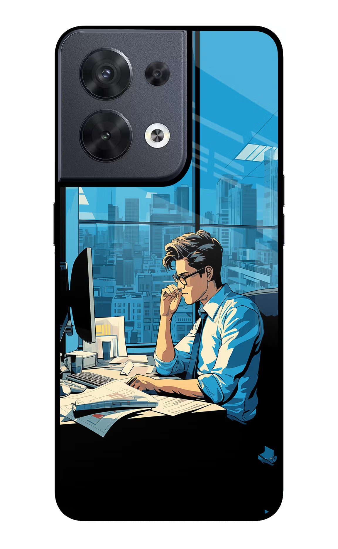 Focused Hustler (AI Generated) Oppo Reno8 Glass Case Back Cover by Casekaro