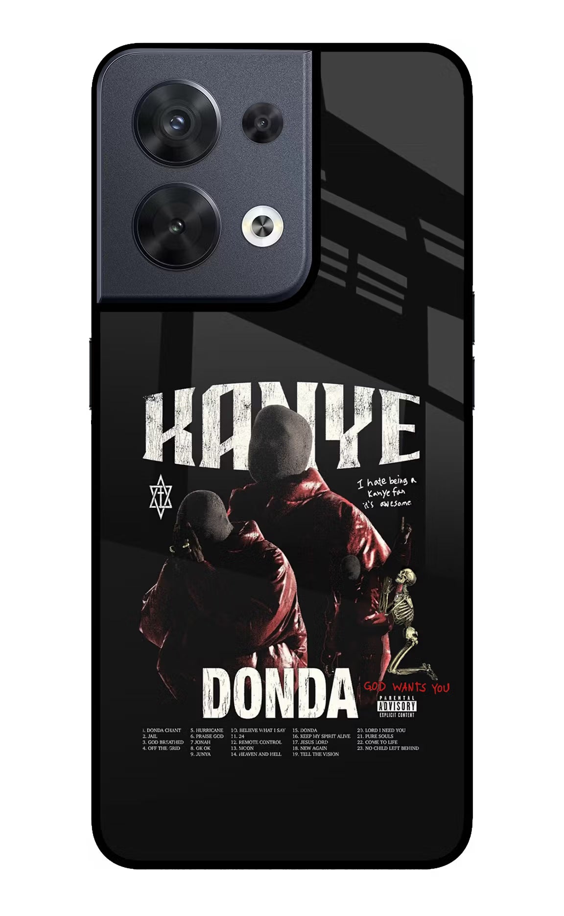 Donda Kanye West Oppo Reno8 Glass Case Back Cover by Casekaro