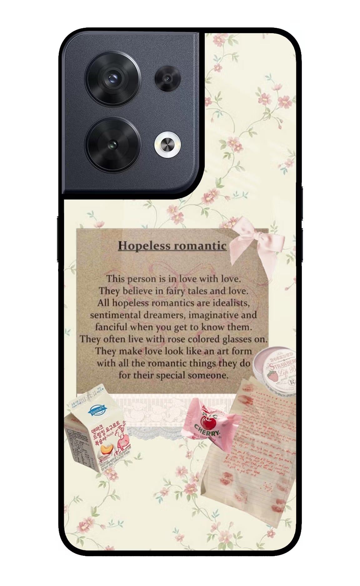 Hopeless Romantic Oppo Reno8 Glass Case Back Cover by Casekaro