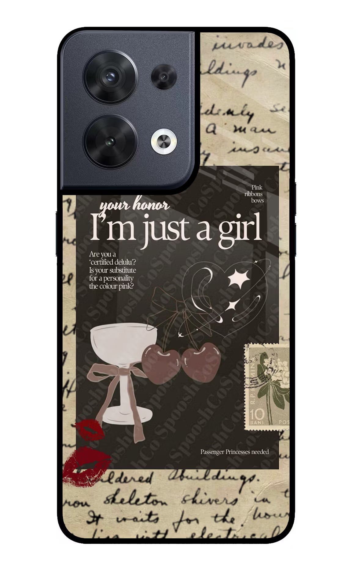 I am just a girl Oppo Reno8 Glass Case Back Cover by Casekaro