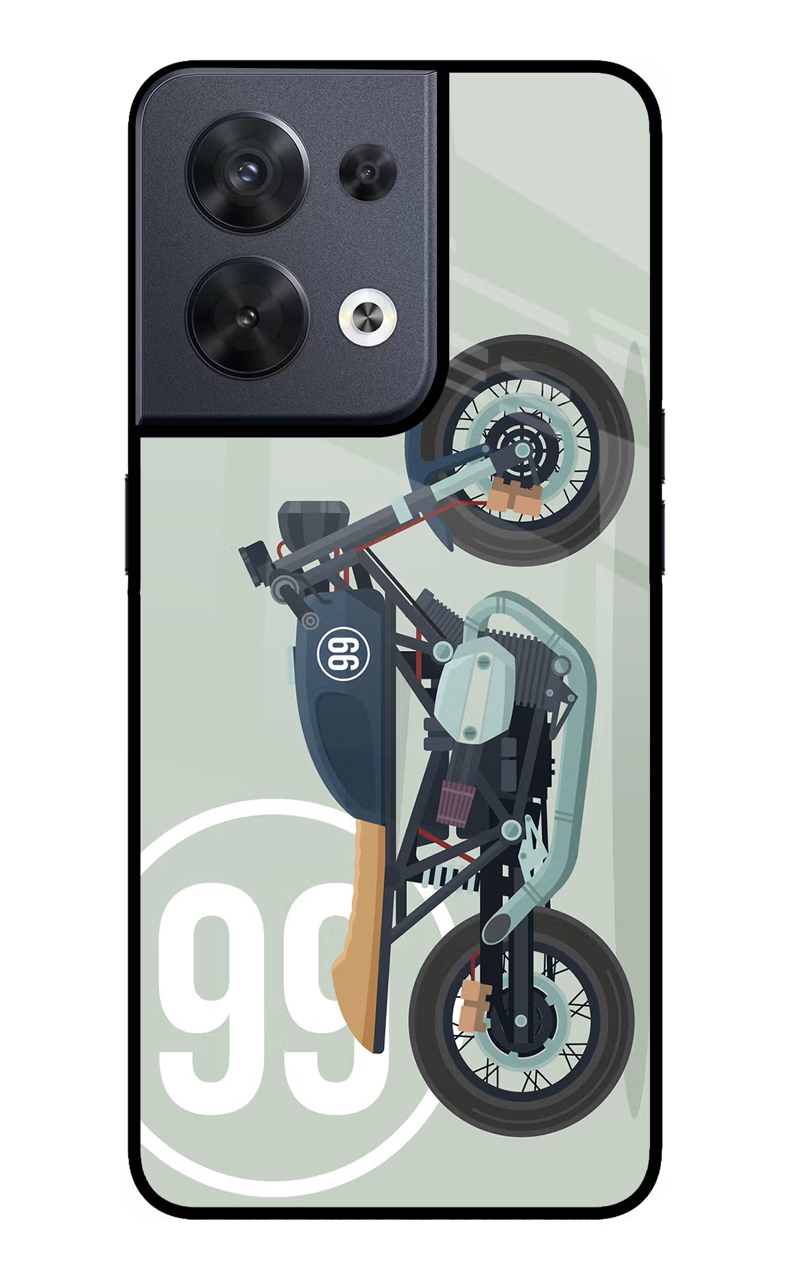 Classic Cafe Racer 99 Oppo Reno8 Glass Case Back Cover by Casekaro