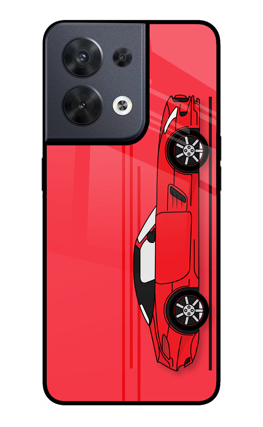 Red Velocity Oppo Reno8 Back Cover, Glass case