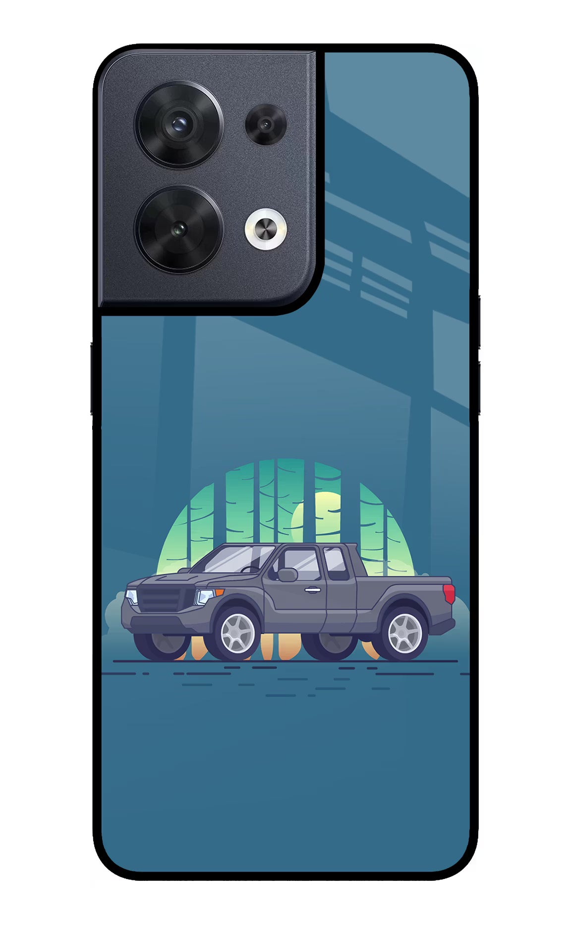 Retro Garage Vibe Oppo Reno8 Glass Case Back Cover by Casekaro