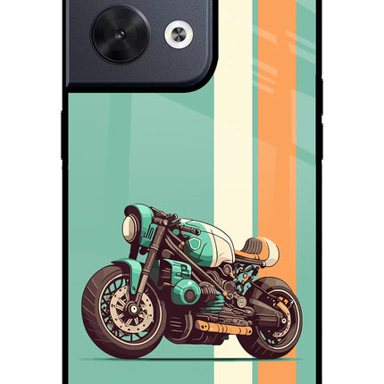 Striped Moto Drift Oppo Reno8 Glass Case