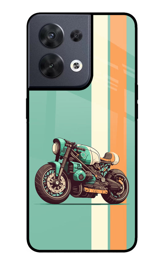 Striped Moto Drift Oppo Reno8 Glass Case