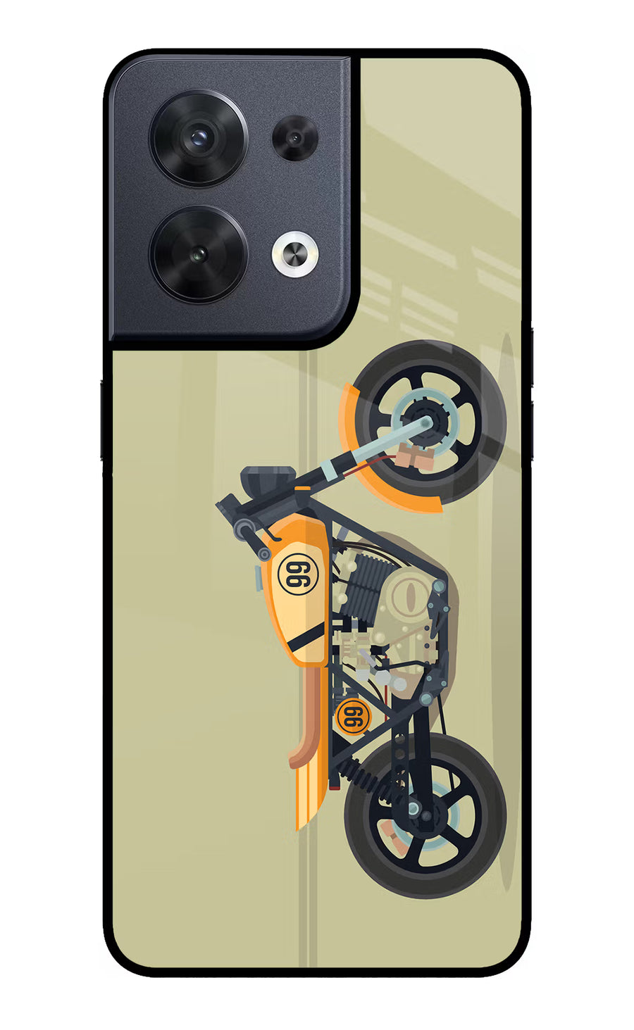 Vertical Speedster Oppo Reno8 Back Cover, Glass case