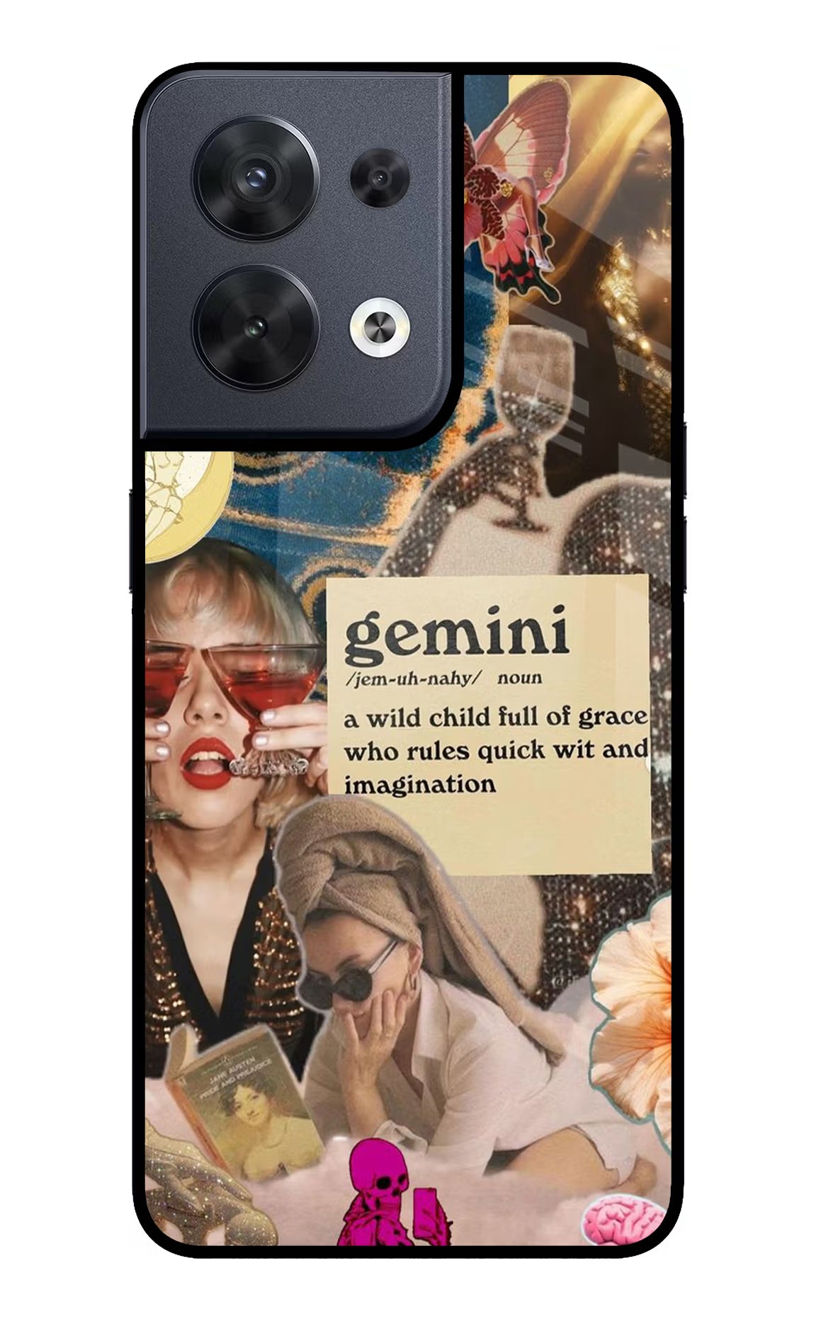 Gemini Zodiac Oppo Reno8 Glass Case Back Cover by Casekaro