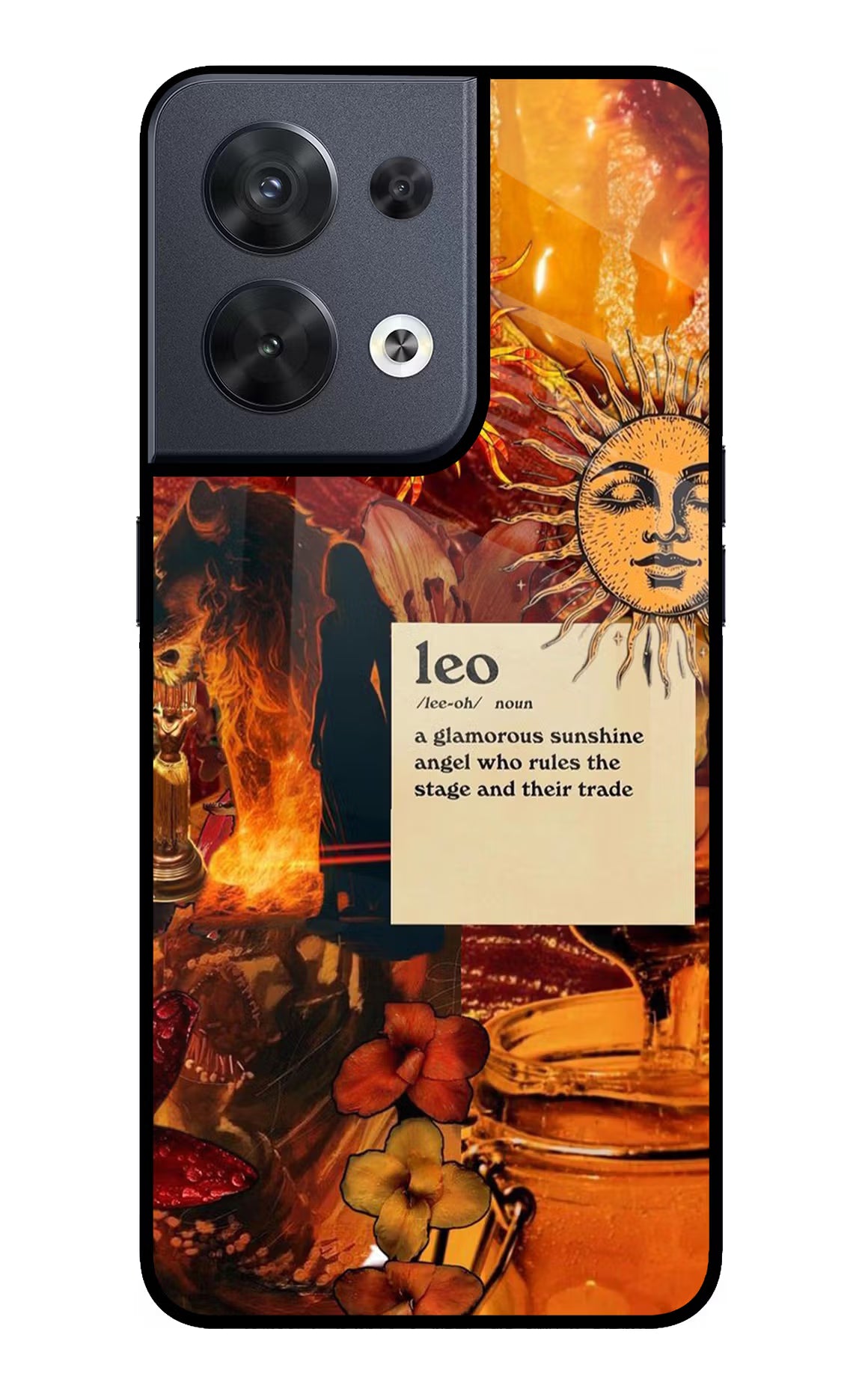 Leo Zodiac Oppo Reno8 Glass Case Back Cover by Casekaro