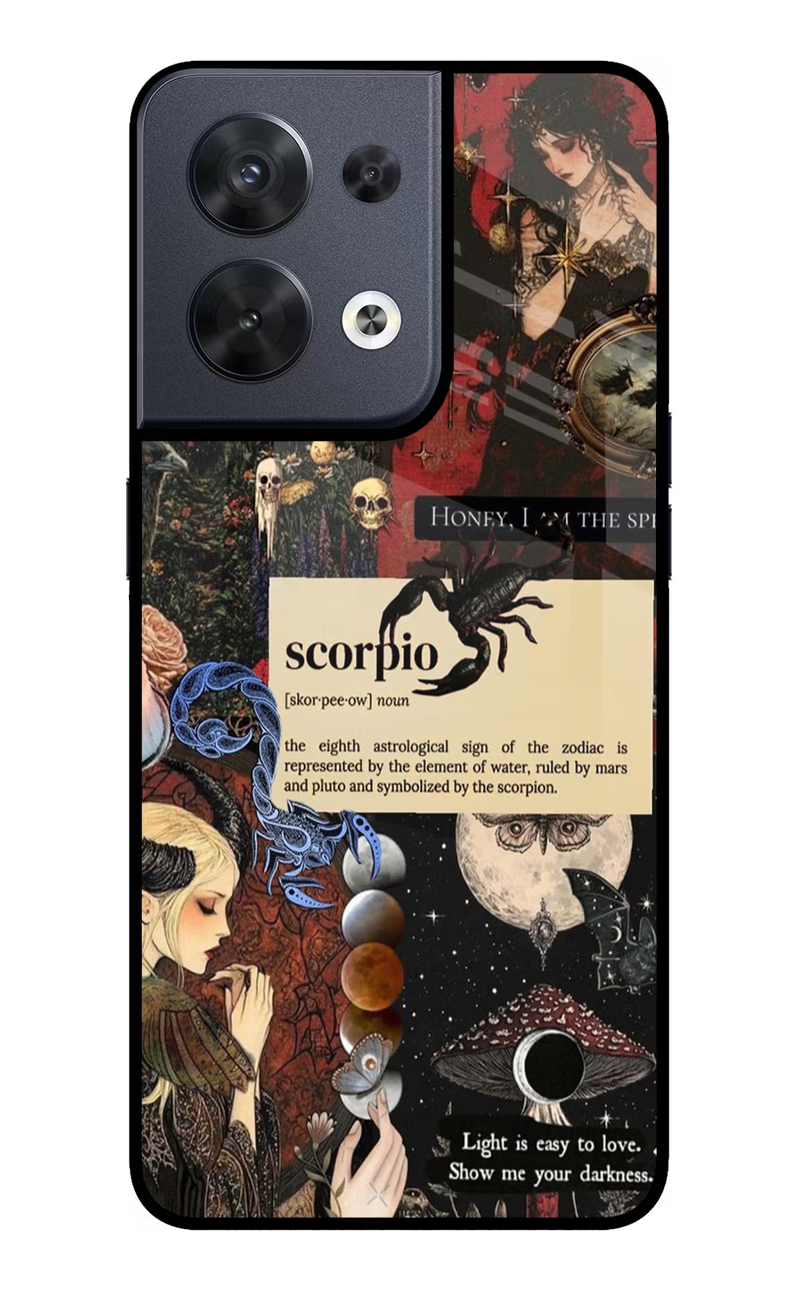 Scorpio Zodiac Oppo Reno8 Glass Case Back Cover by Casekaro