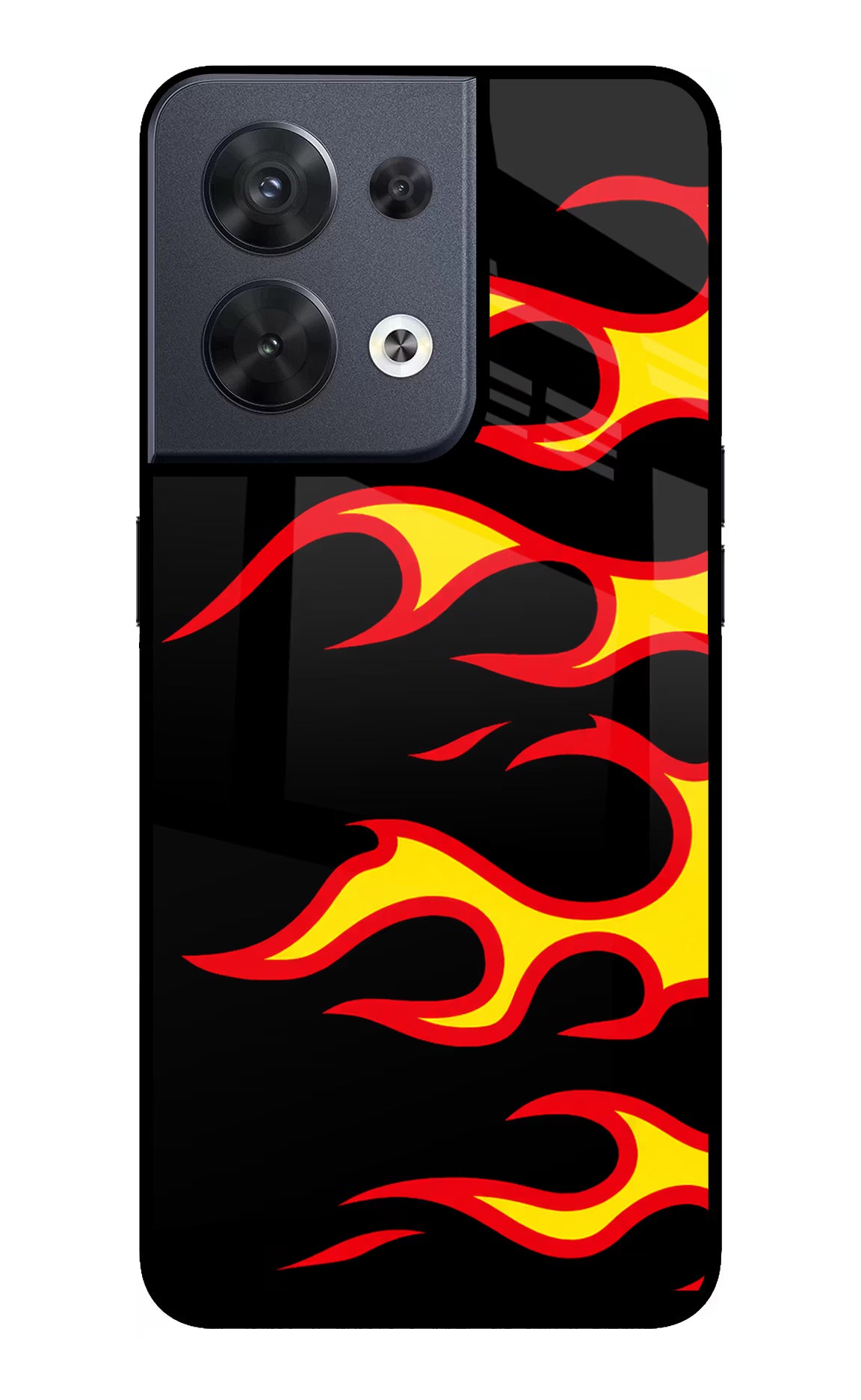 Side Sweep Flames Oppo Reno8 Glass Case