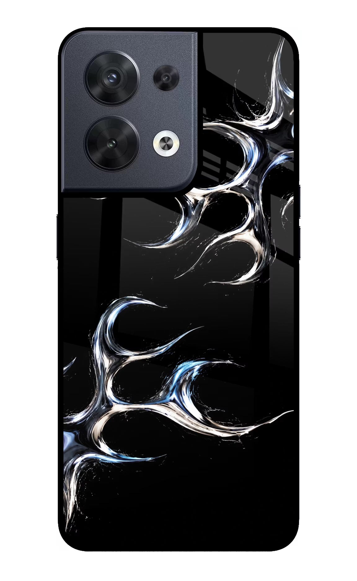 Chrome Tribal Oppo Reno8 Glass Case Back Cover by Casekaro