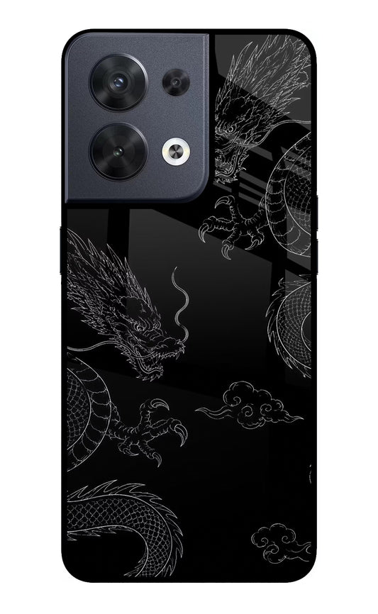 Twin Dragons Oppo Reno8 Glass Case