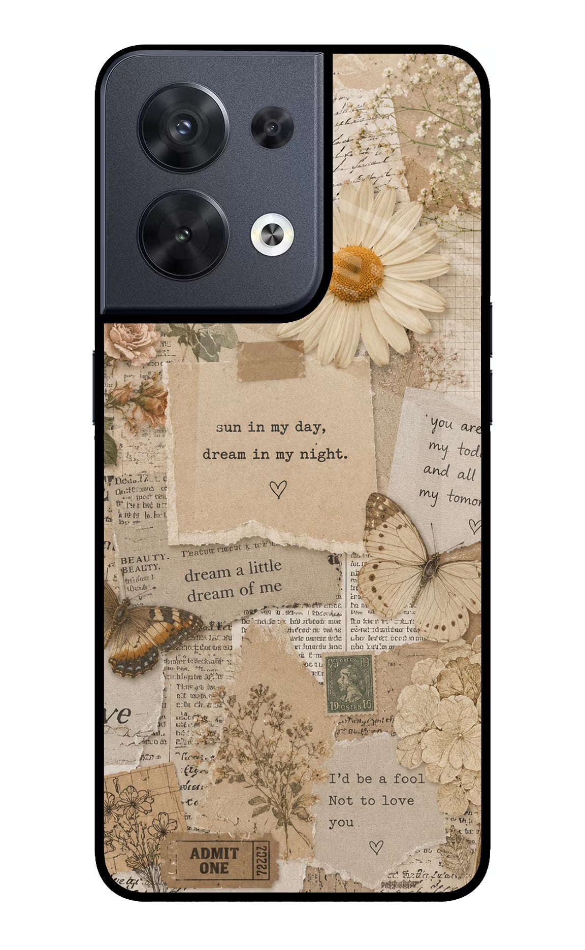 Vintage case Oppo Reno8 Glass Case Back Cover by Casekaro