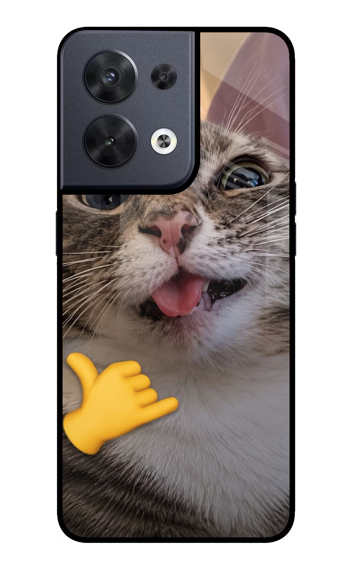 Silly Cat Call Oppo Reno8 Glass Case