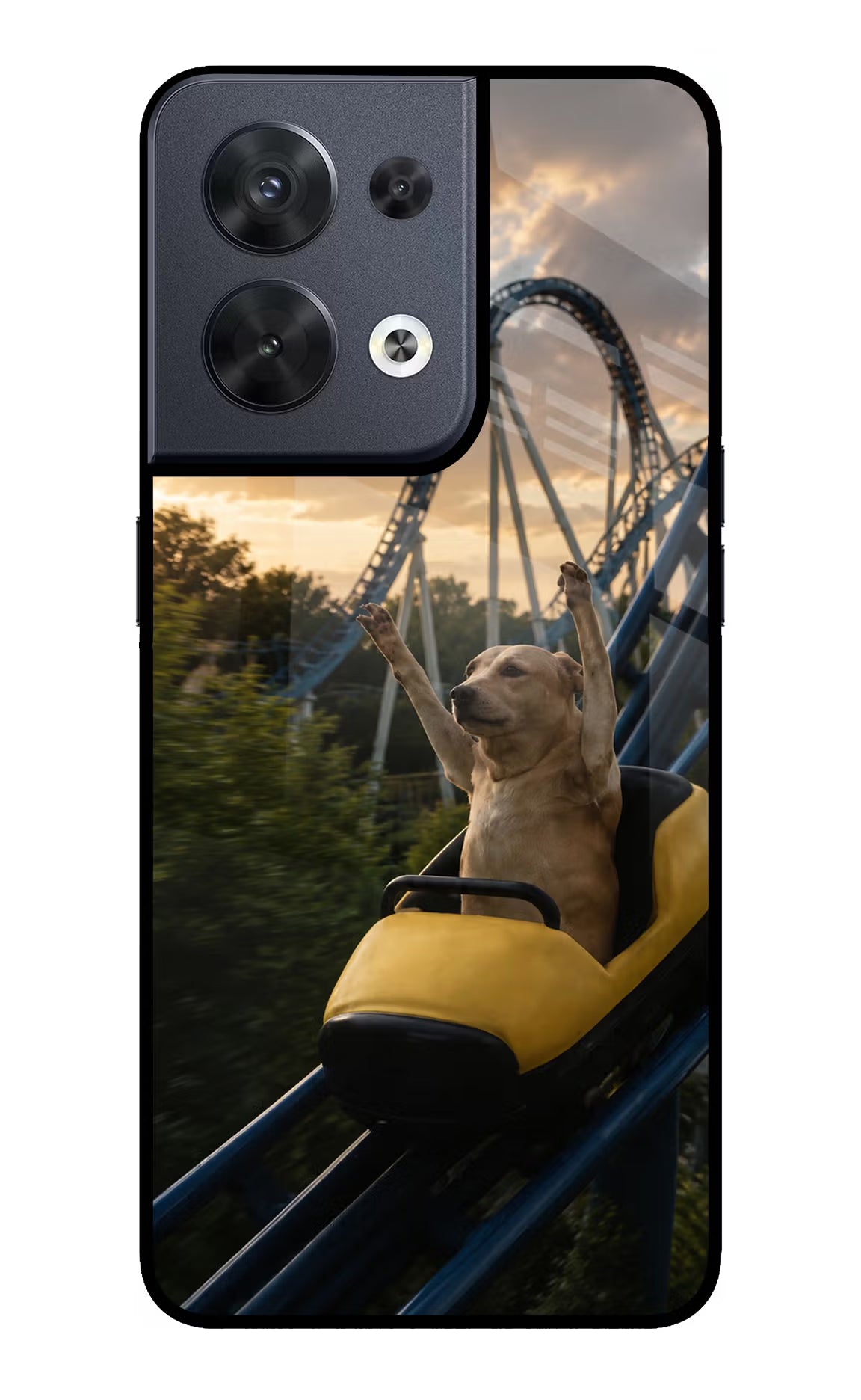 Rollercoaster Dog Oppo Reno8 Glass Case