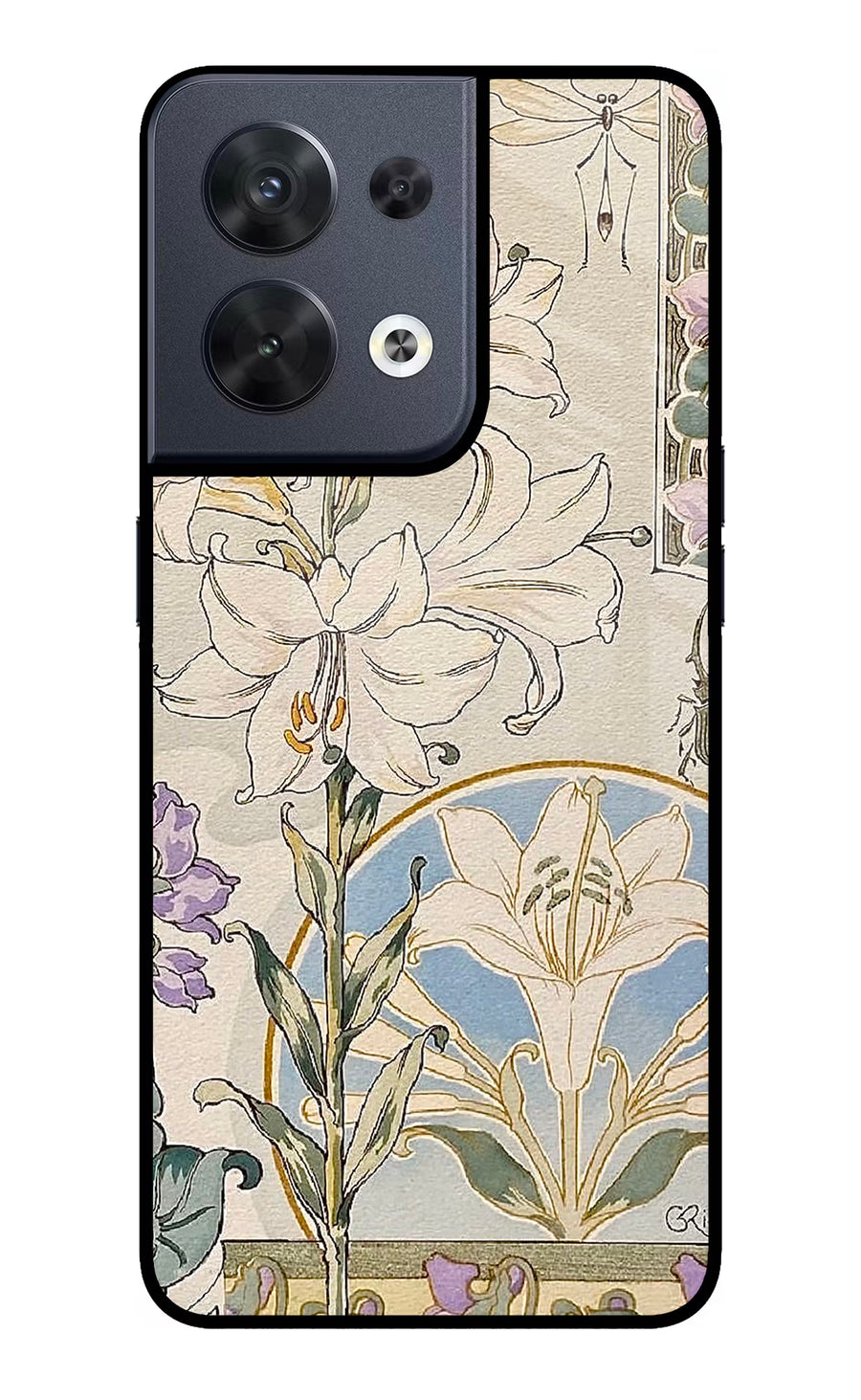 White Lily Oppo Reno8 Back Cover, Glass case