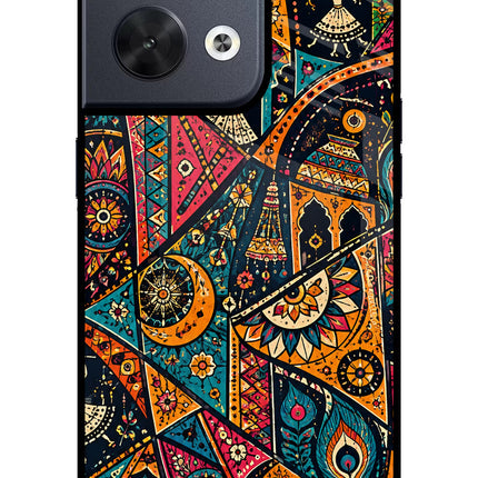 Folk Print Oppo Reno8 Glass Case