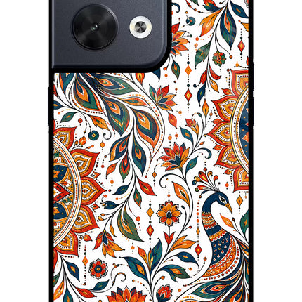 White Mayura Oppo Reno8 Glass Case