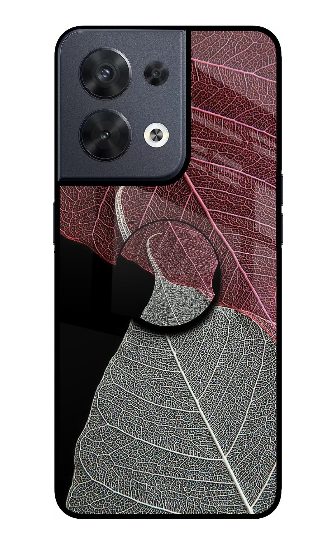Leaf Pattern Oppo Reno8 Glass Case