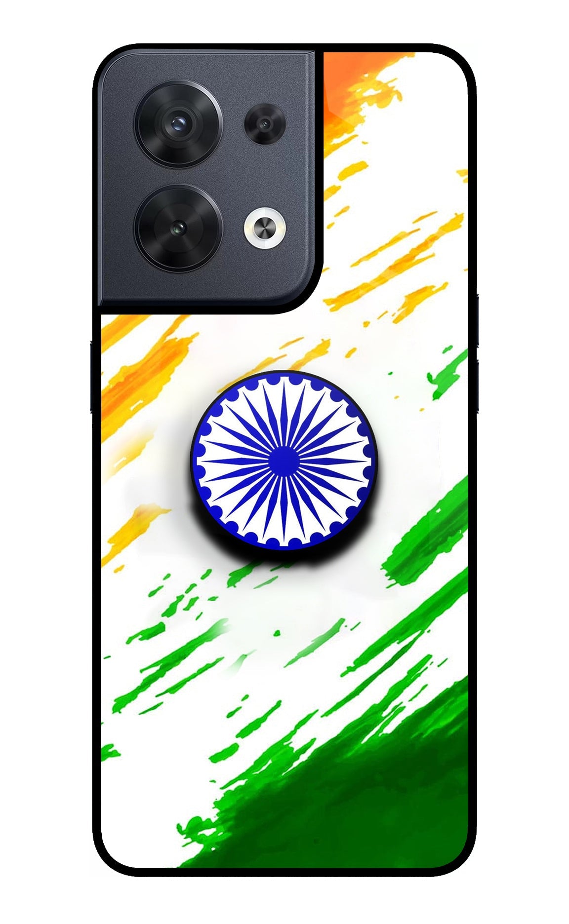 Indian Flag Ashoka Chakra Oppo Reno8 Glass Case