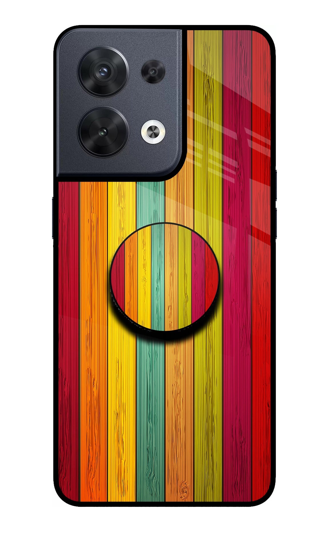 Multicolor Wooden Oppo Reno8 Pop Case