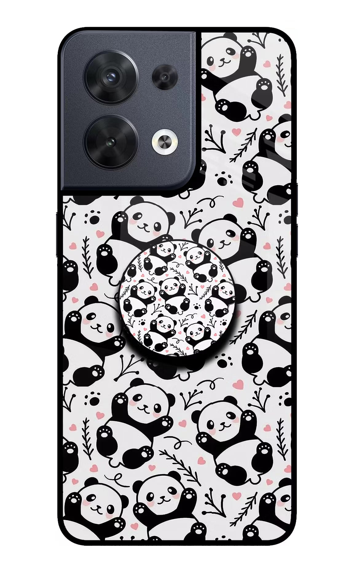 Cute Panda Oppo Reno8 Glass Case