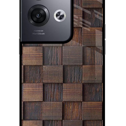 Wooden Cube Design Oppo Reno8 Pro Glass Case Back Cover by Casekaro