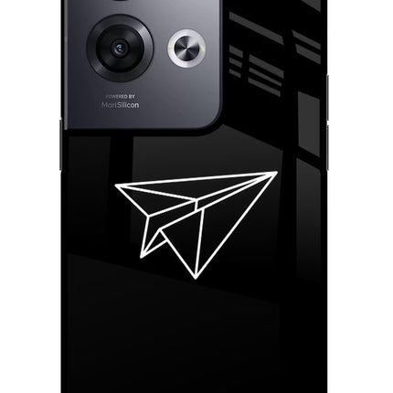 Paper Plane White Oppo Reno8 Pro Glass Case Back Cover by Casekaro