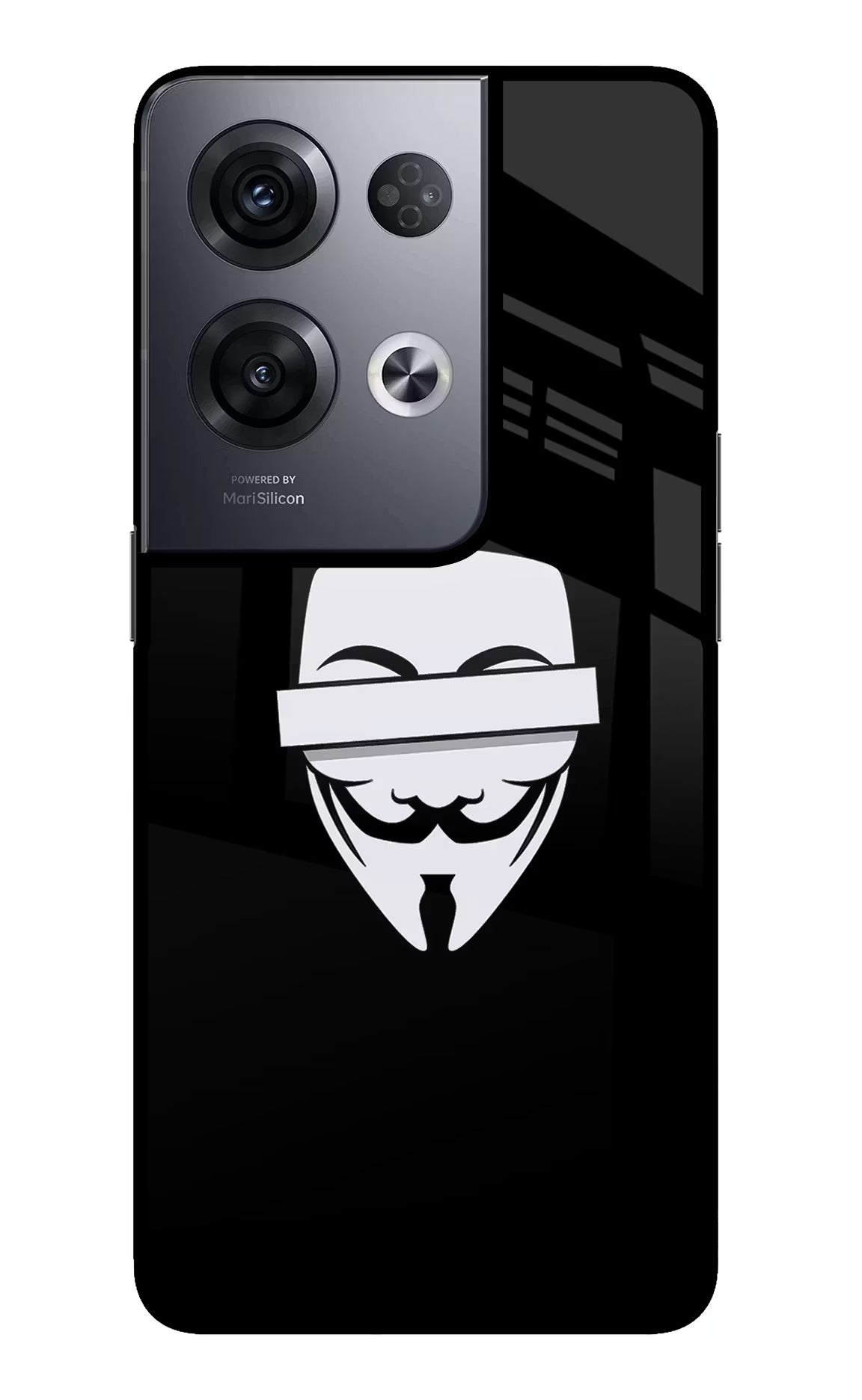 Anonymous Face Oppo Reno8 Pro Glass Case Back Cover by Casekaro