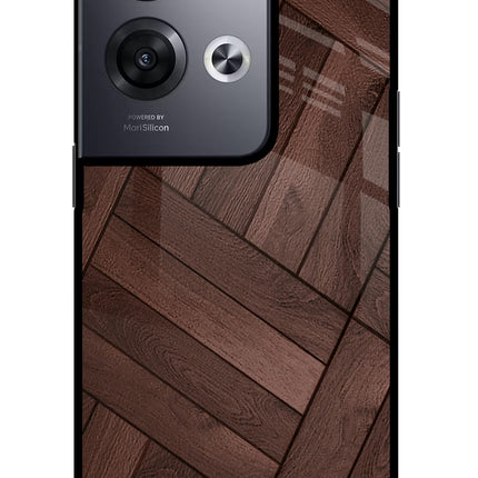 Wooden Texture Design Oppo Reno8 Pro Glass Case Back Cover by Casekaro