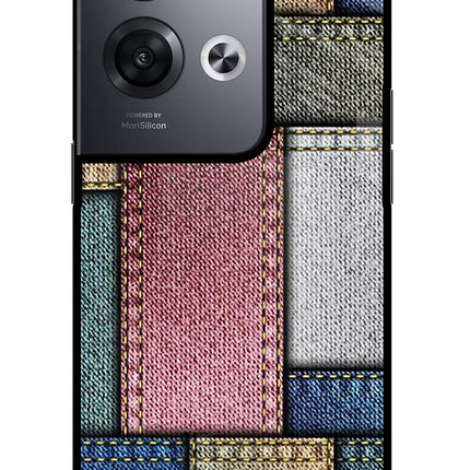 Multicolor Jeans Oppo Reno8 Pro Glass Case Back Cover by Casekaro