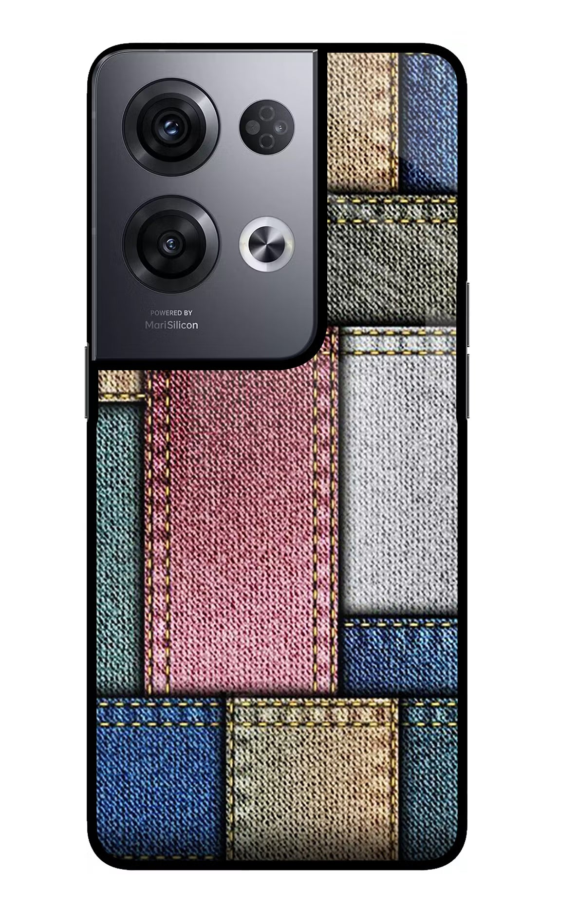 Multicolor Jeans Oppo Reno8 Pro Glass Case Back Cover by Casekaro