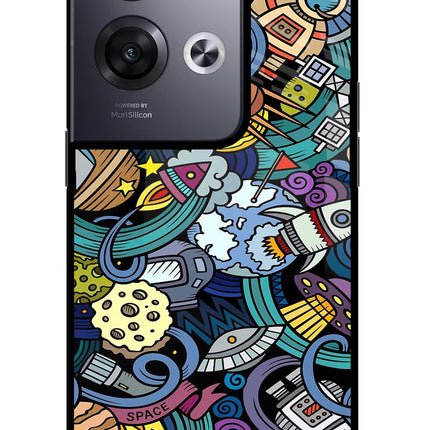 Space Abstract Oppo Reno8 Pro Glass Case Back Cover by Casekaro