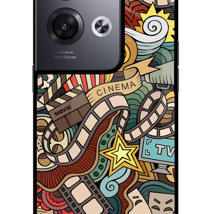 Cinema Abstract Oppo Reno8 Pro Glass Case Back Cover by Casekaro