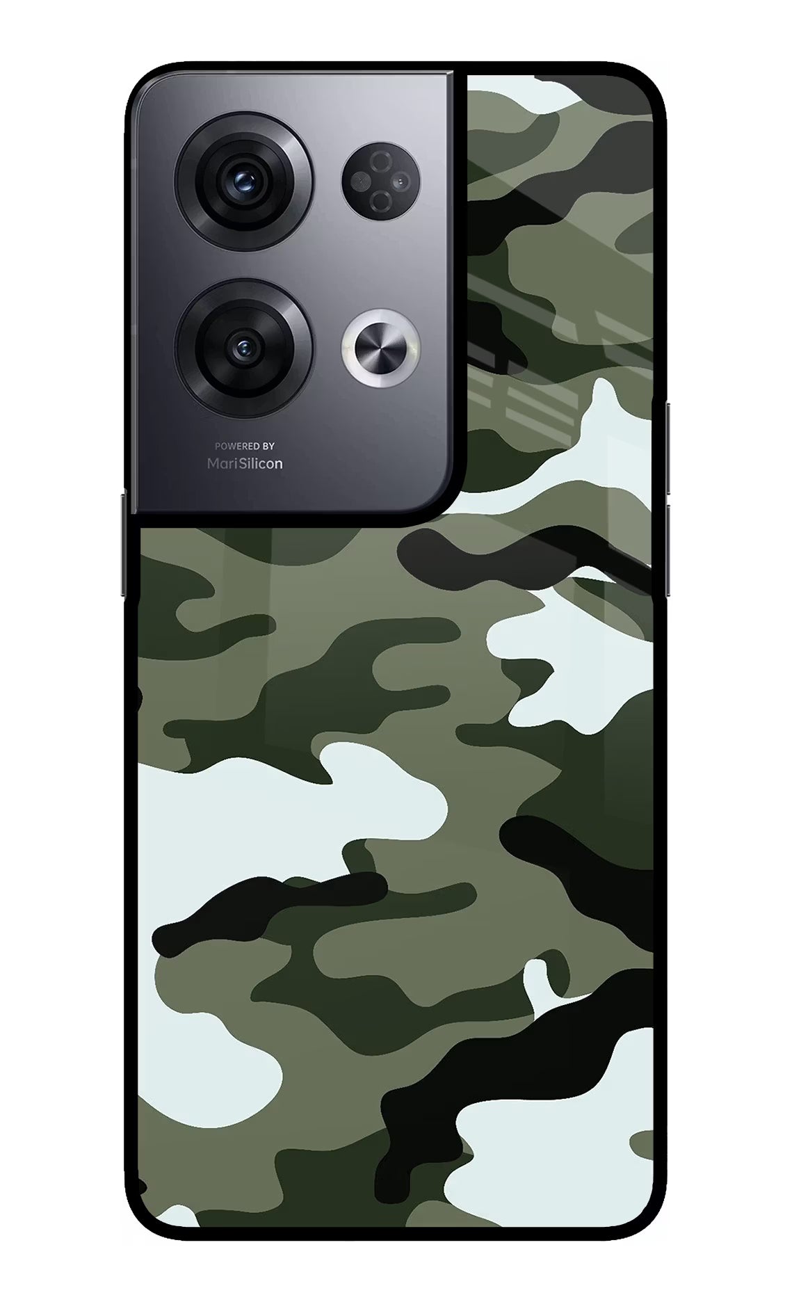 Camouflage Oppo Reno8 Pro Glass Case Back Cover by Casekaro
