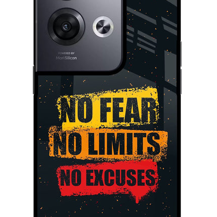 No Fear No Limits No Excuse Oppo Reno8 Pro Glass Case Back Cover by Casekaro