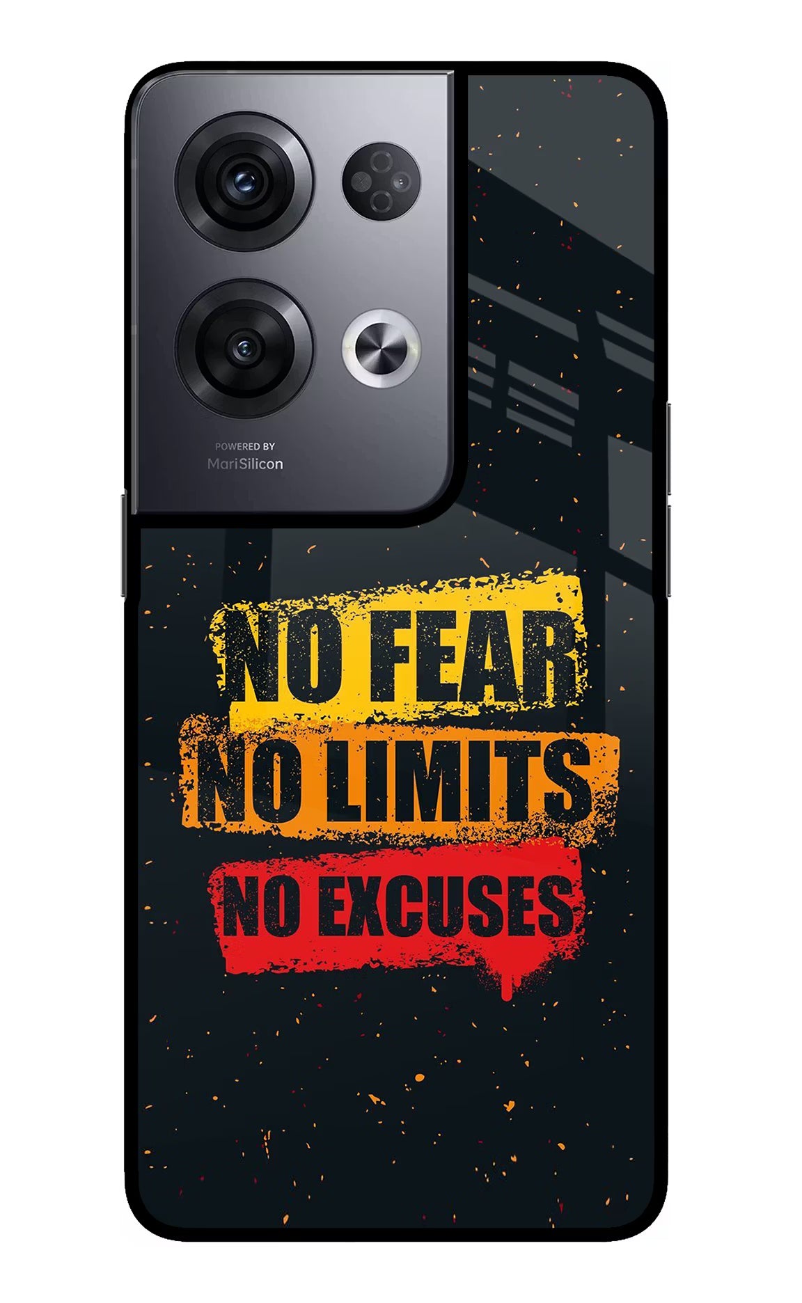 No Fear No Limits No Excuse Oppo Reno8 Pro Glass Case Back Cover by Casekaro