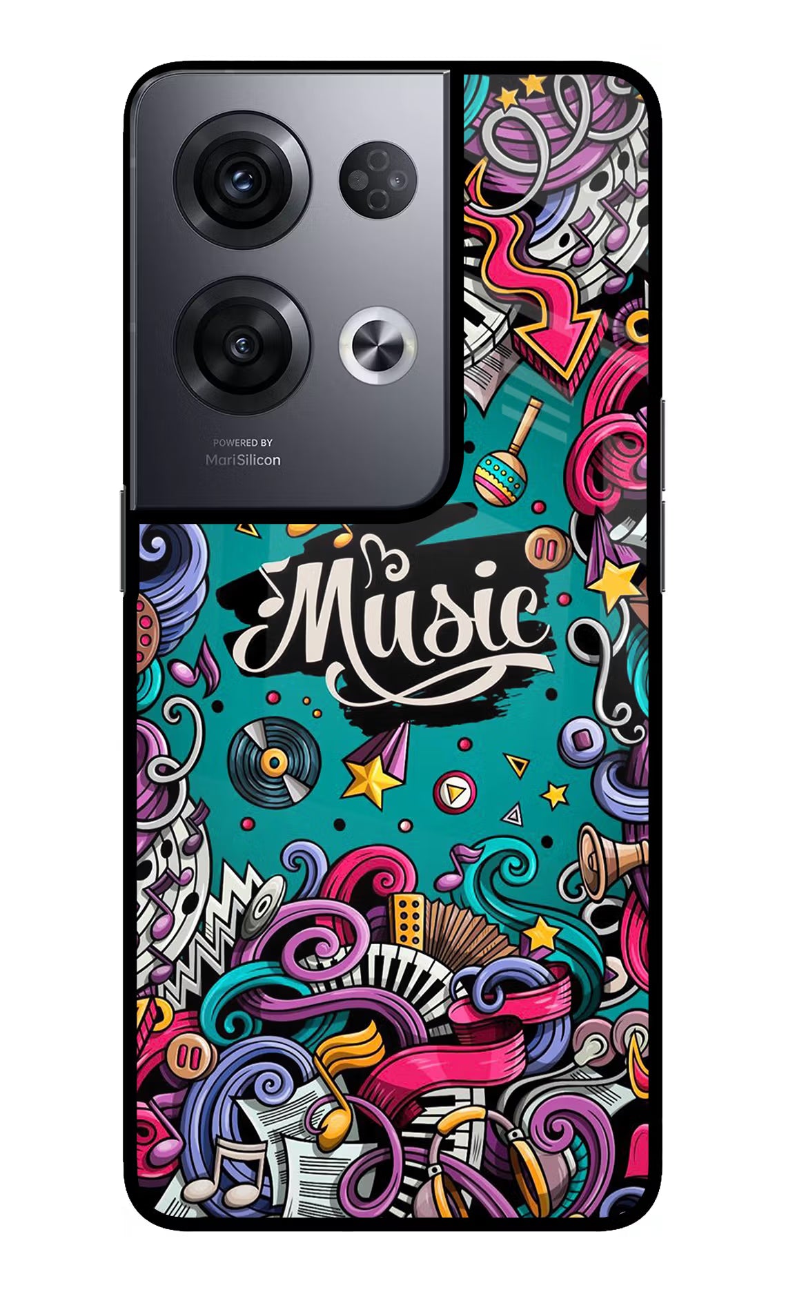 Music Graffiti Oppo Reno8 Pro Glass Case Back Cover by Casekaro