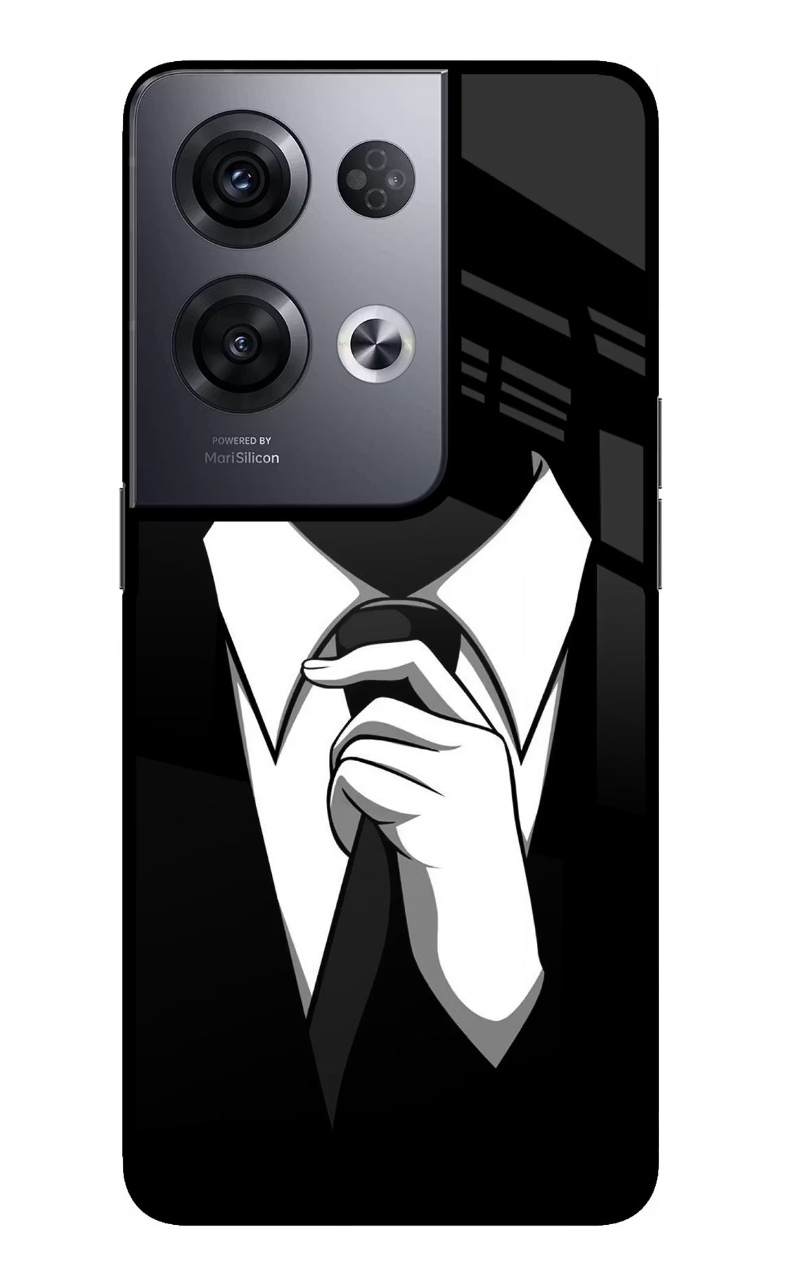 Black Tie Oppo Reno8 Pro Glass Case Back Cover by Casekaro