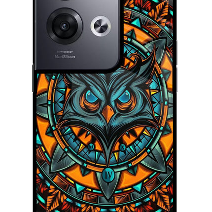 Angry Owl Art Oppo Reno8 Pro Glass Case Back Cover by Casekaro