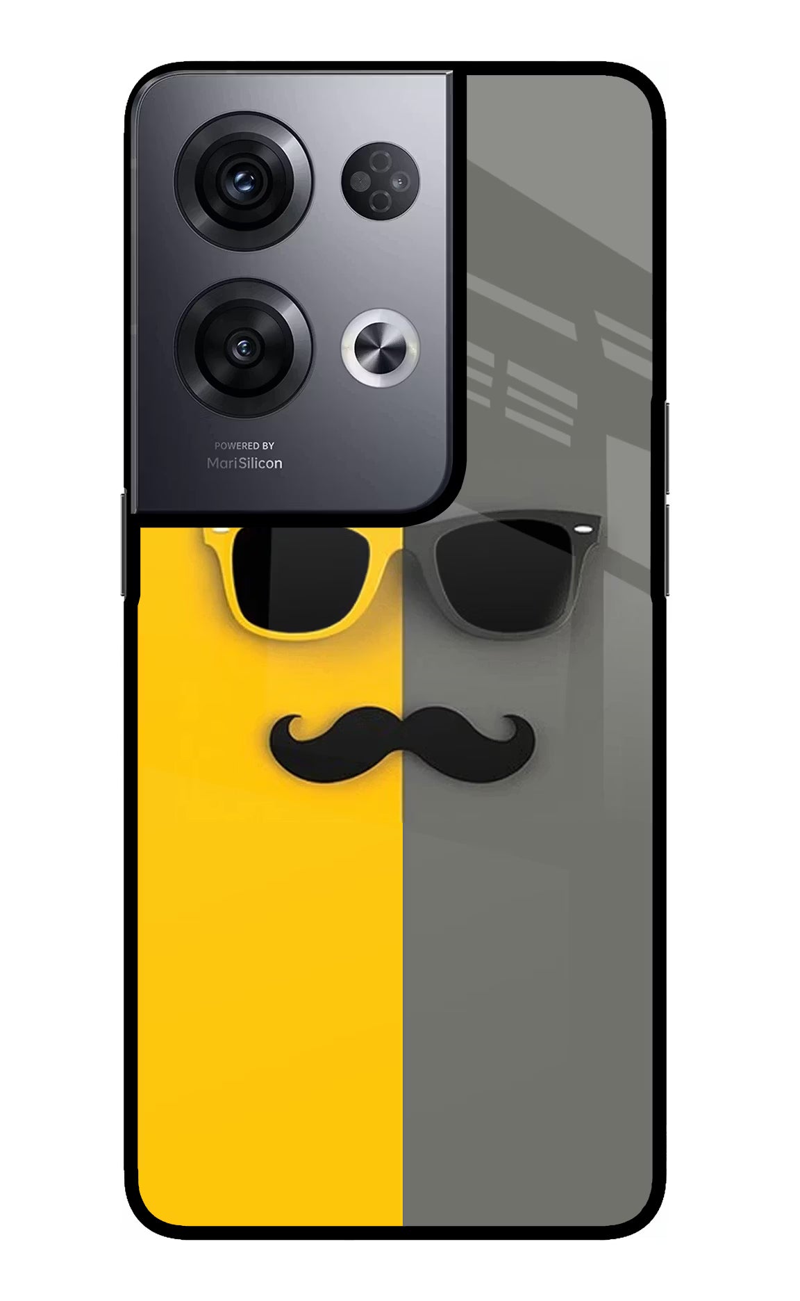 Sunglasses with Mustache Oppo Reno8 Pro Glass Case Back Cover by Casekaro