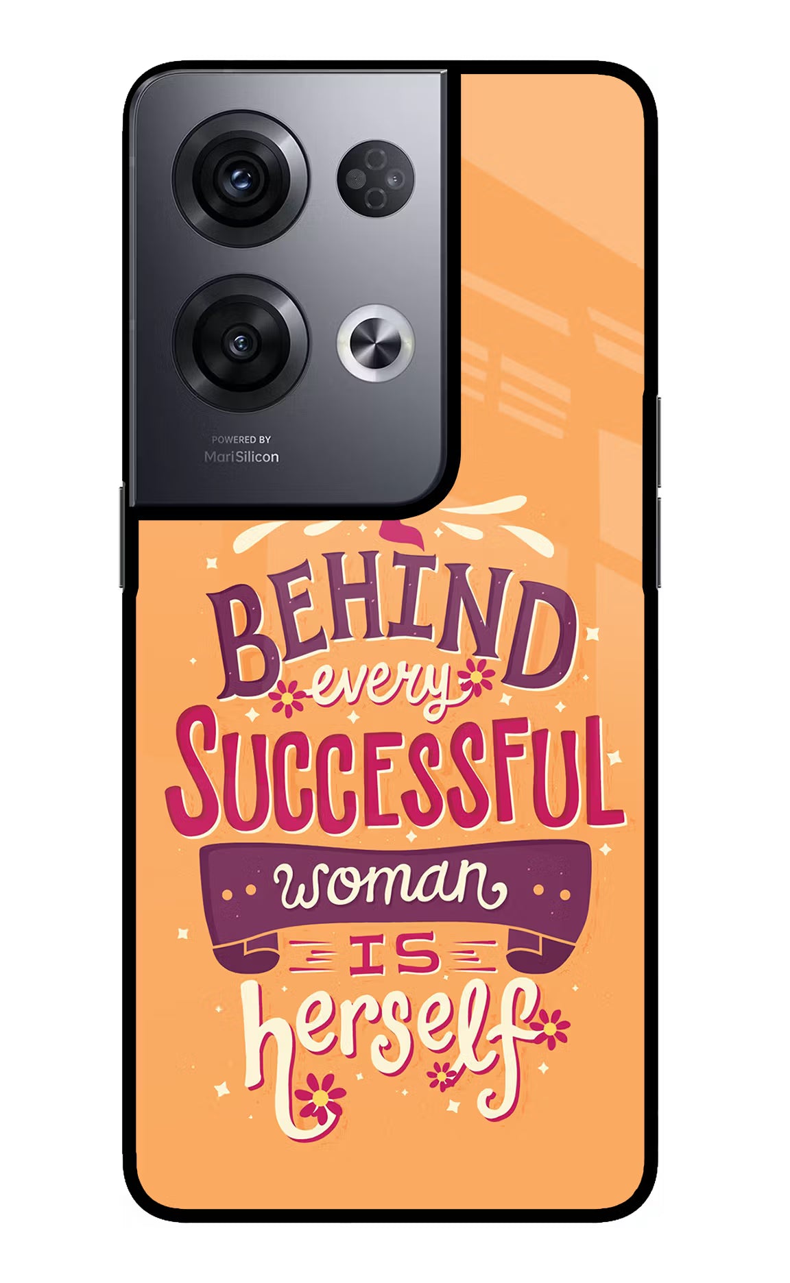 Behind Every Successful Woman There Is Herself Oppo Reno8 Pro Glass Case Back Cover by Casekaro