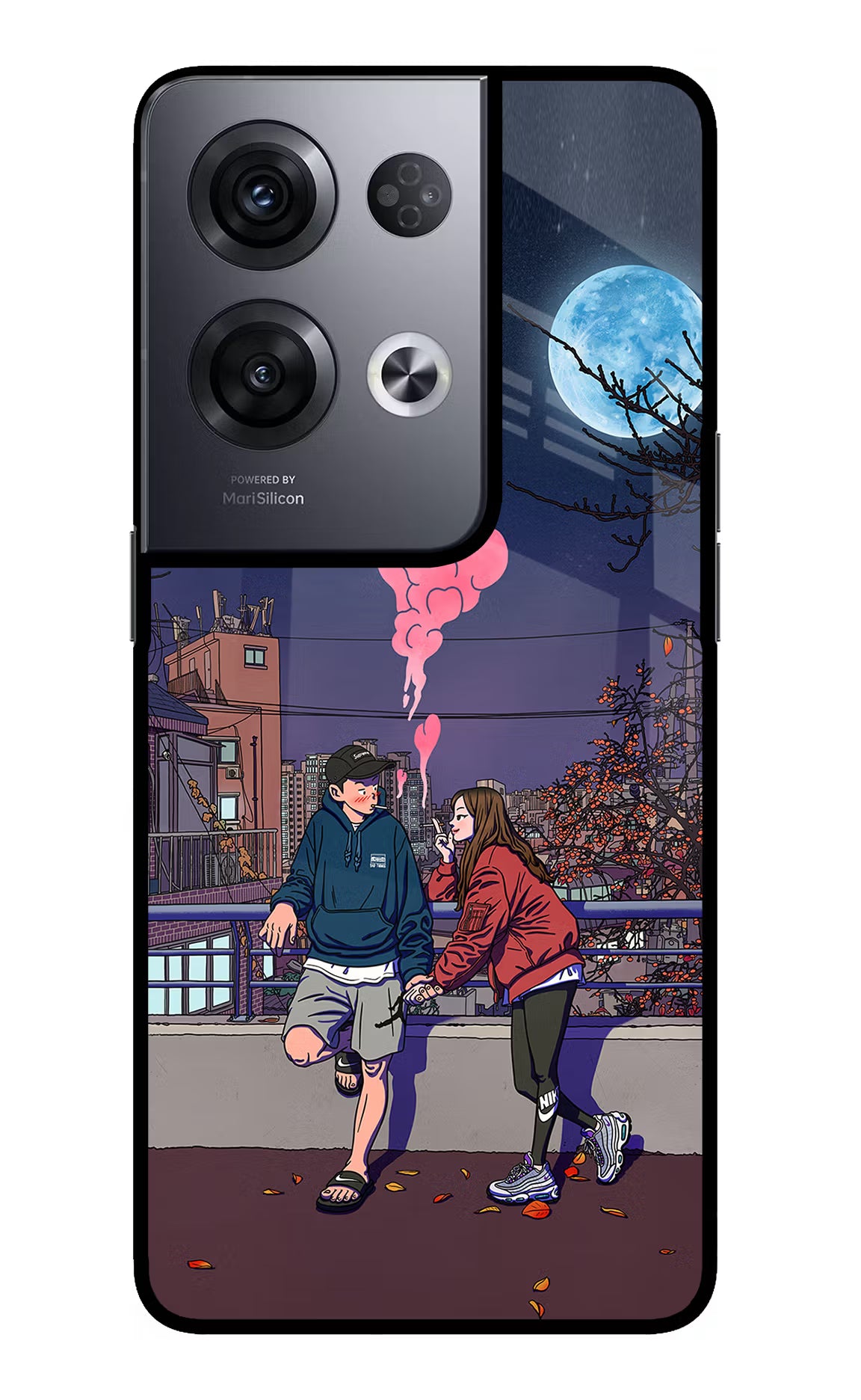 Chilling Couple Oppo Reno8 Pro Glass Case Back Cover by Casekaro