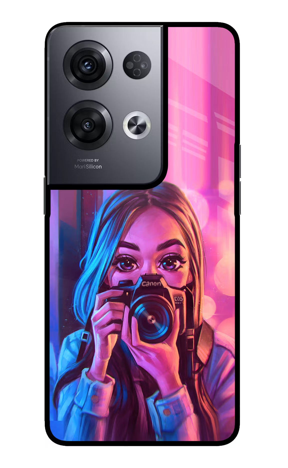 Girl Photographer Oppo Reno8 Pro Glass Case Back Cover by Casekaro