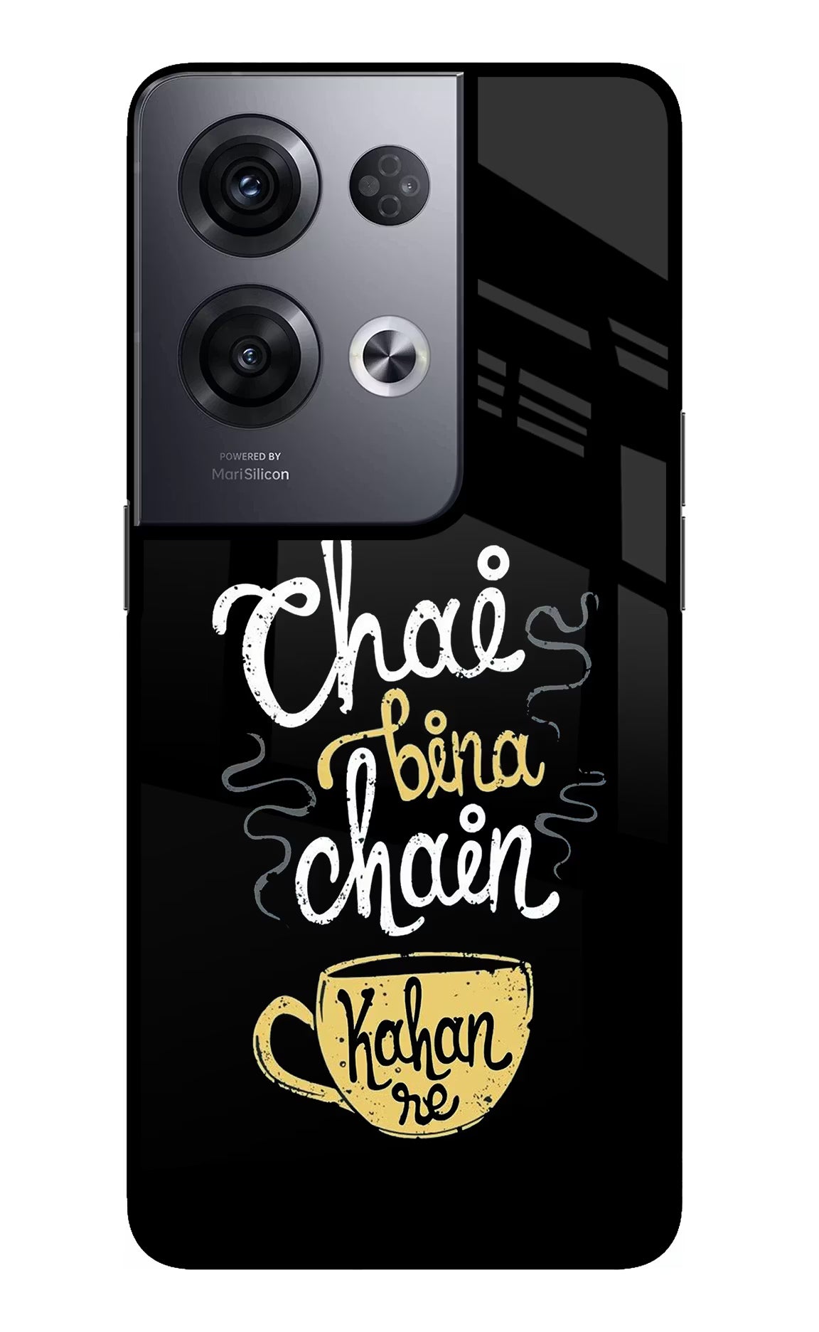 Chai Bina Chain Kaha Re Oppo Reno8 Pro Glass Case Back Cover by Casekaro
