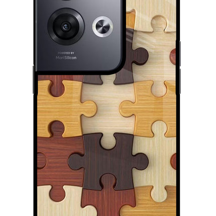 Wooden Puzzle Oppo Reno8 Pro Glass Case